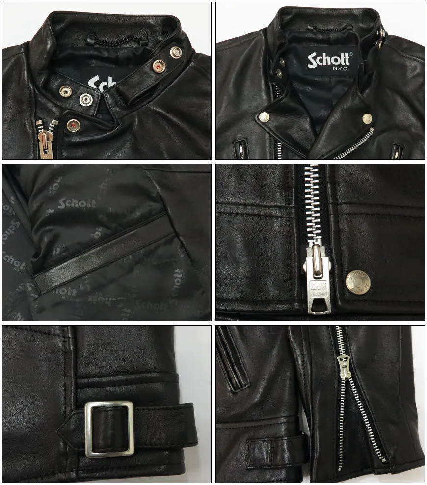 ショット Schott ラムレザー ダブル ブレスト ライダース ジャケット 羊革 3101048 【2024-25年秋冬新作】