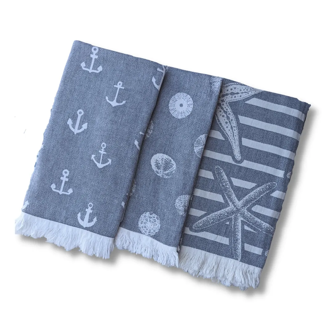 3 Turkish Towel Marine Set 240gsm Reversible