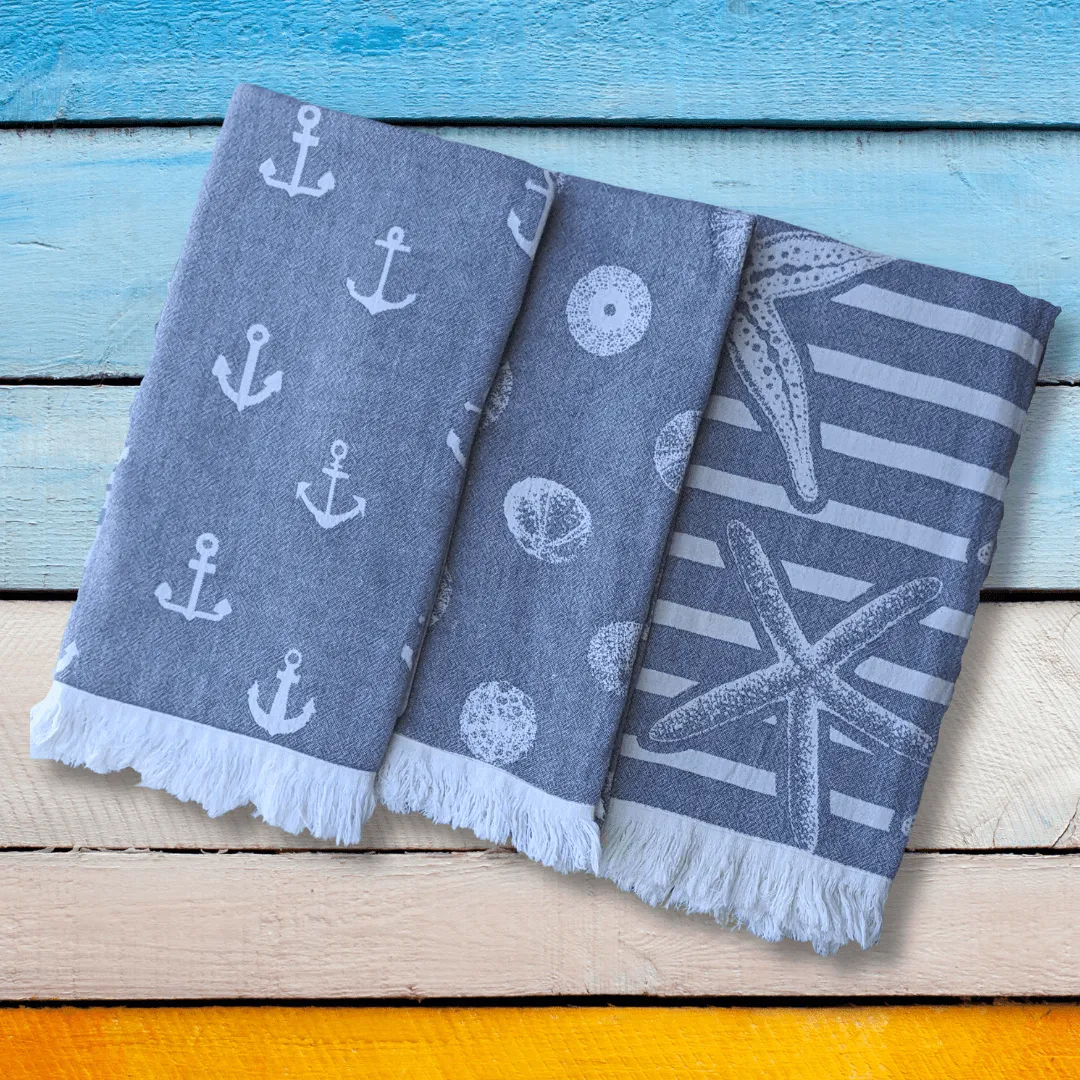 3 Turkish Towel Marine Set 240gsm Reversible