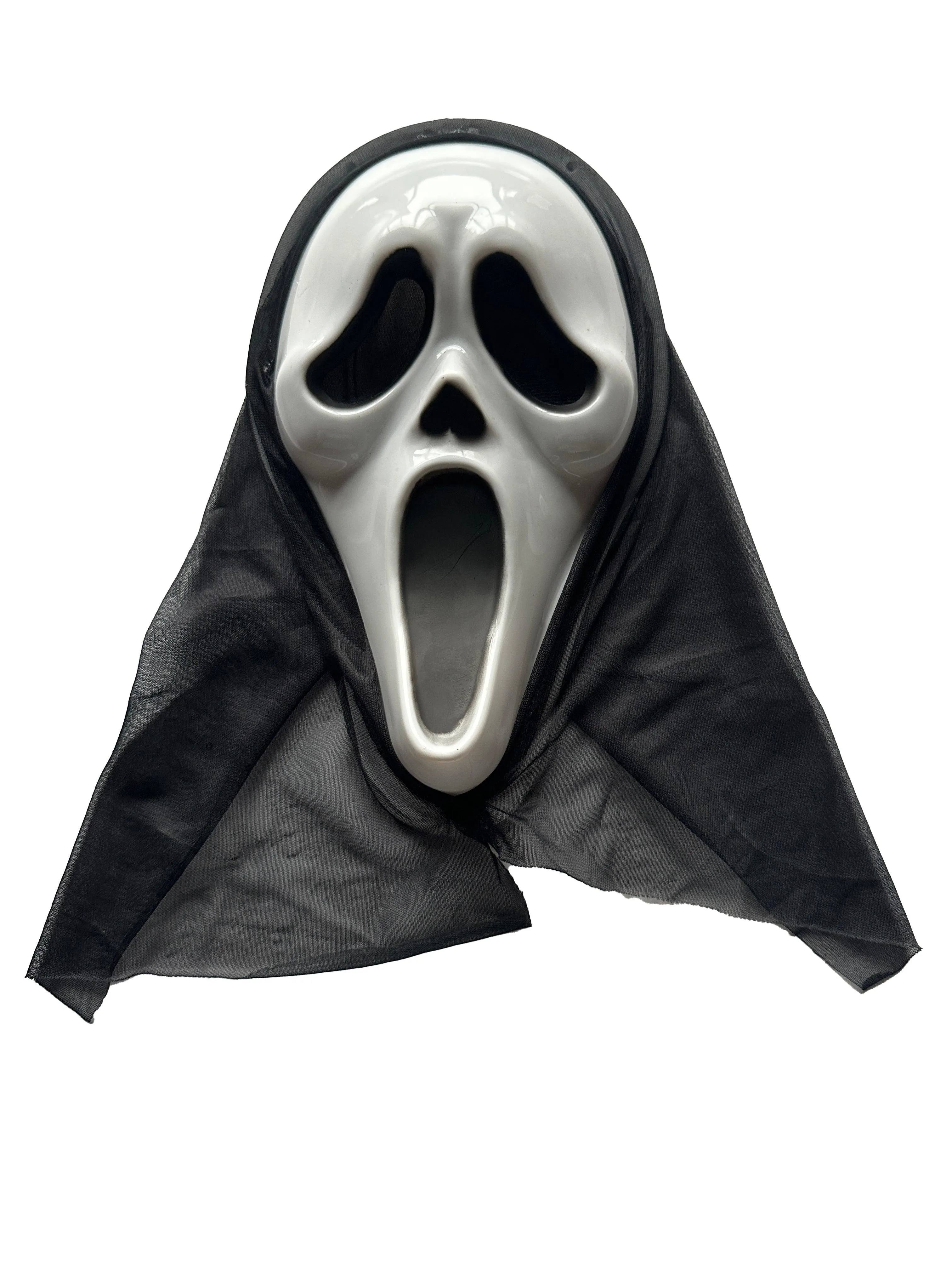 Black Dracula Cape with Collar Scream Ghost Killer Mask Fake Blood Tube Plastic Knife 38 Cm Halloween Scary Dracula Costume