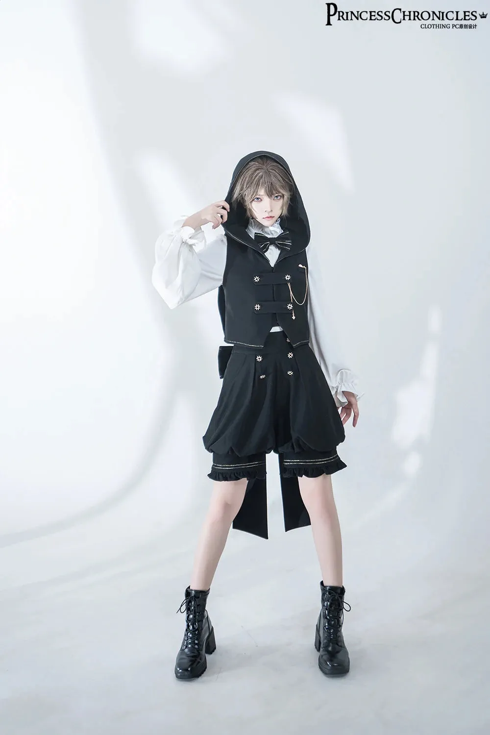 Boy Style Ouji Lolita Prince Hooded Cloak / Vest / Shorts / Long Sleeve Shirt by Princess Chronicles ~ Rabbit in a Hurry