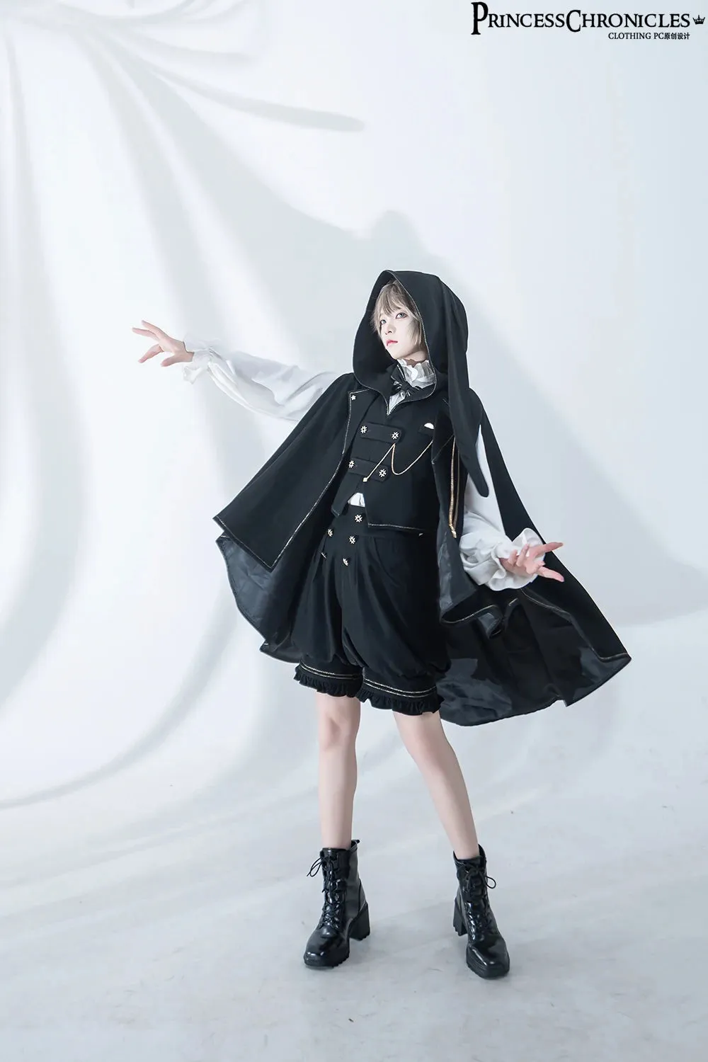 Boy Style Ouji Lolita Prince Hooded Cloak / Vest / Shorts / Long Sleeve Shirt by Princess Chronicles ~ Rabbit in a Hurry