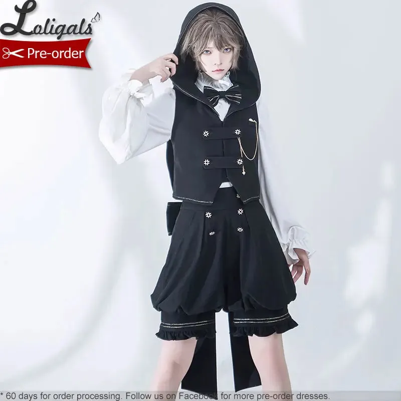 Boy Style Ouji Lolita Prince Hooded Cloak / Vest / Shorts / Long Sleeve Shirt by Princess Chronicles ~ Rabbit in a Hurry