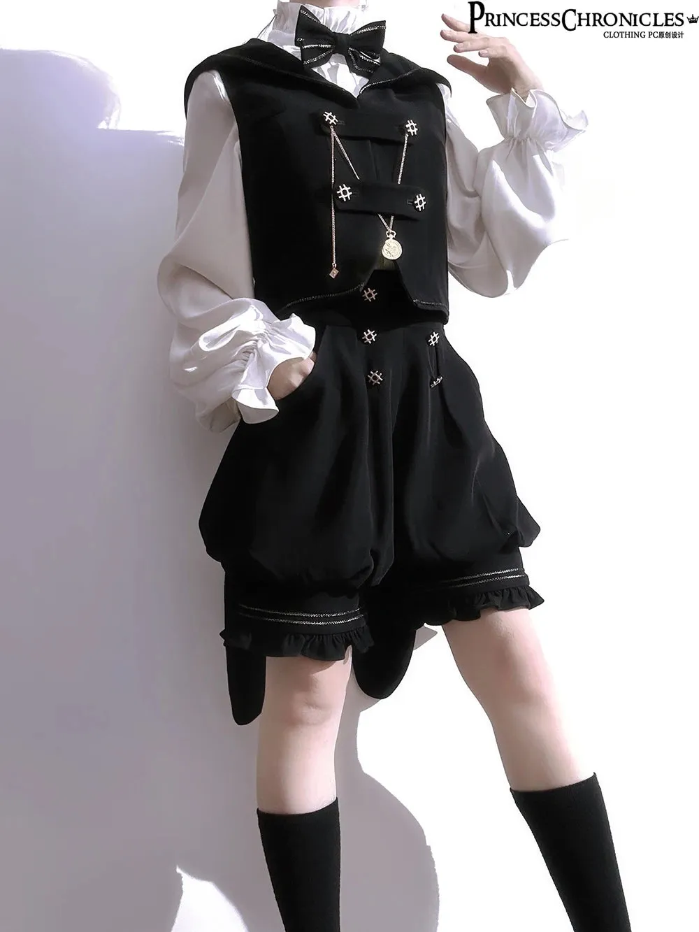 Boy Style Ouji Lolita Prince Hooded Cloak / Vest / Shorts / Long Sleeve Shirt by Princess Chronicles ~ Rabbit in a Hurry