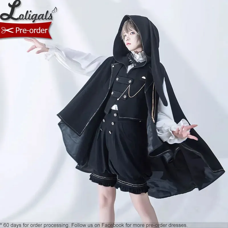 Boy Style Ouji Lolita Prince Hooded Cloak / Vest / Shorts / Long Sleeve Shirt by Princess Chronicles ~ Rabbit in a Hurry