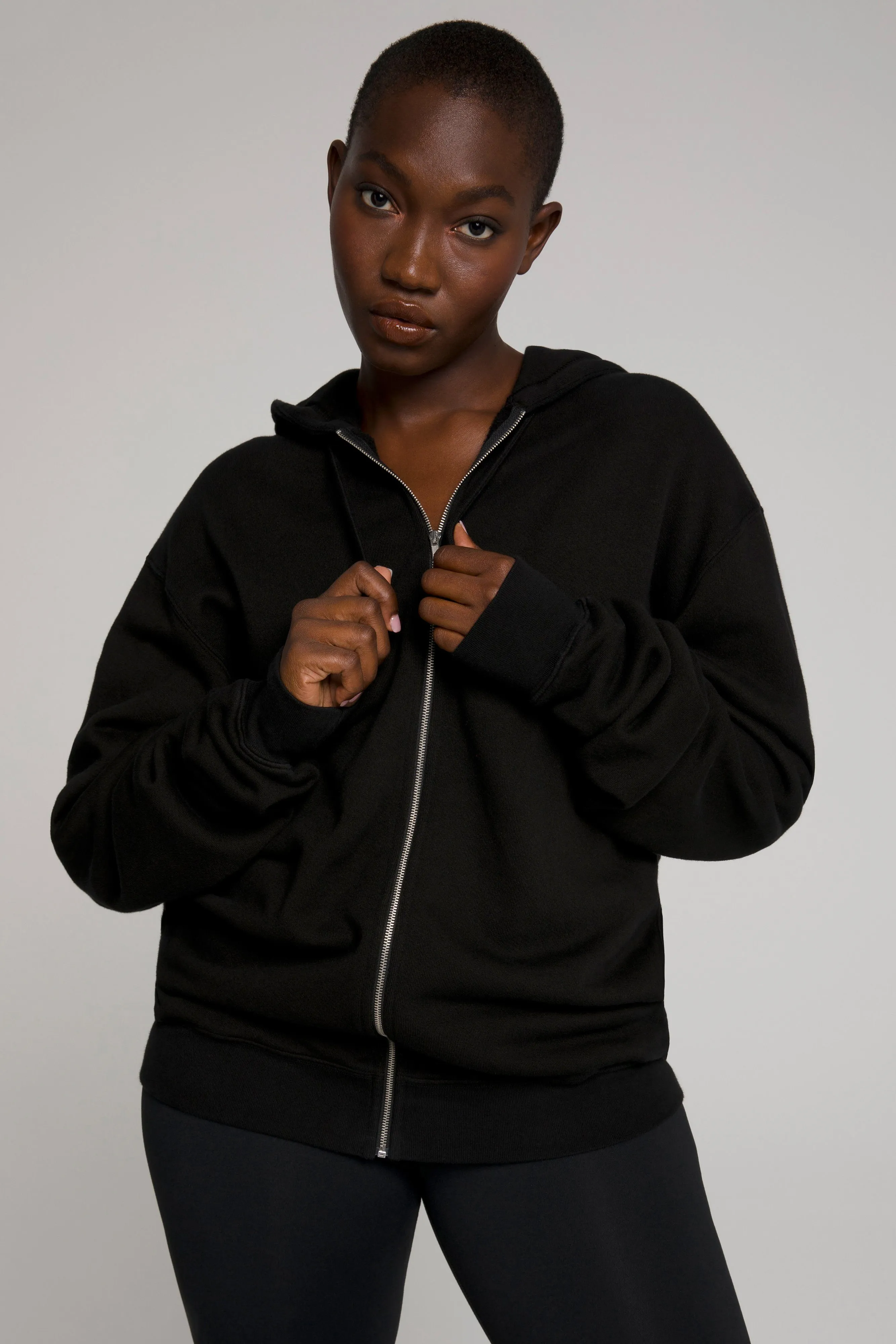 BOYFRIEND ZIP HOODIE | BLACK001