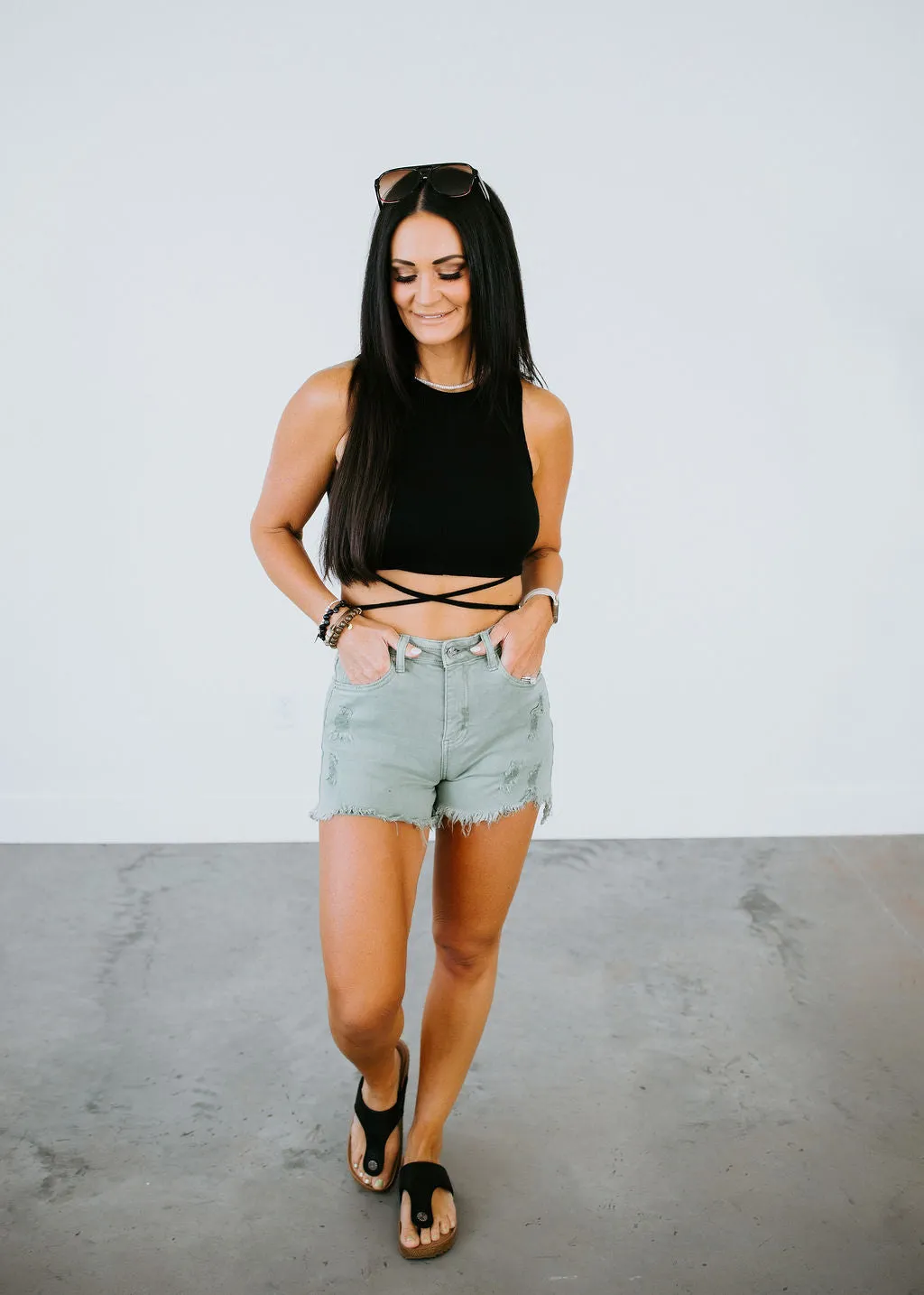 Claudia Waist Tie Crop Tank