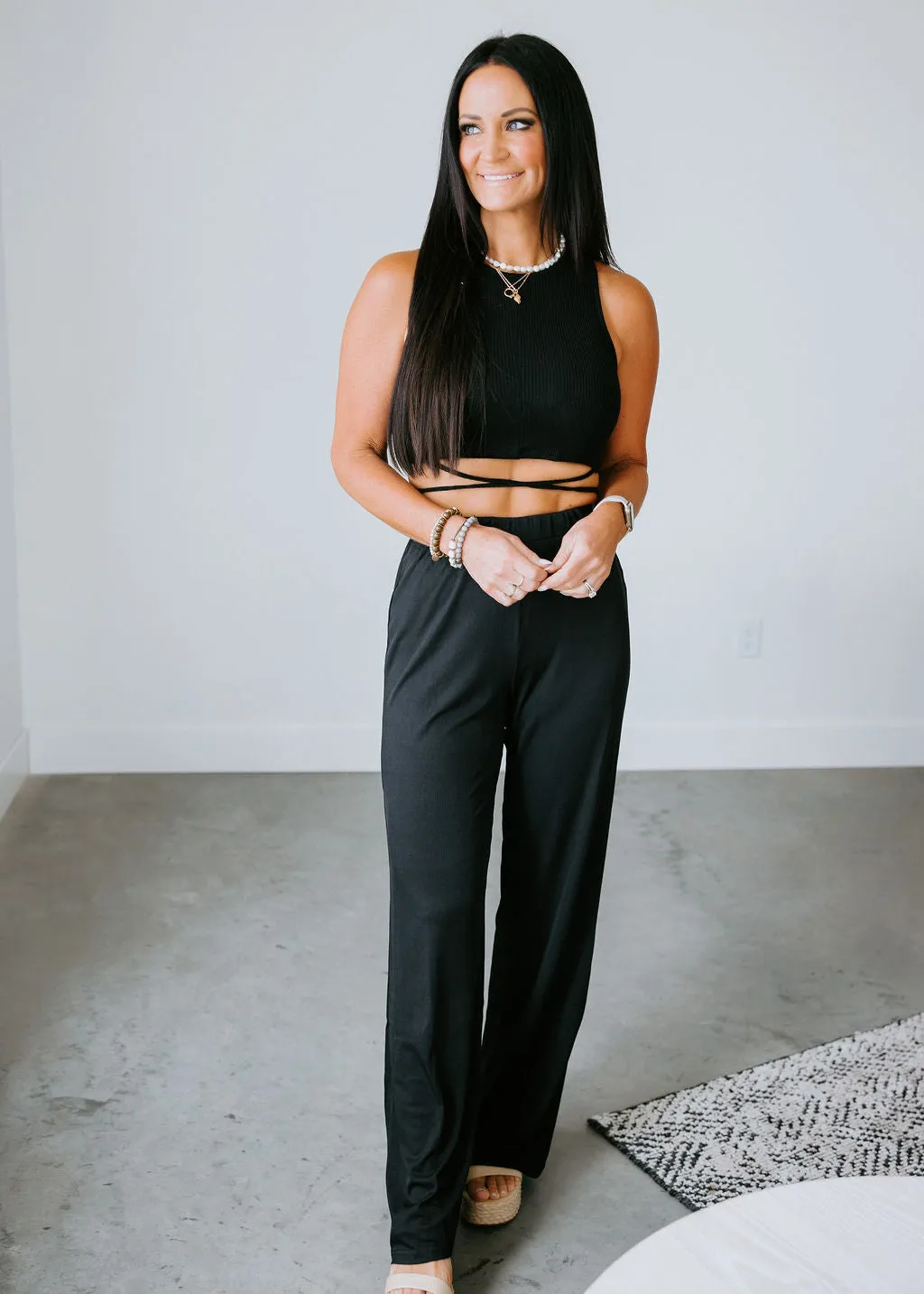 Claudia Waist Tie Crop Tank