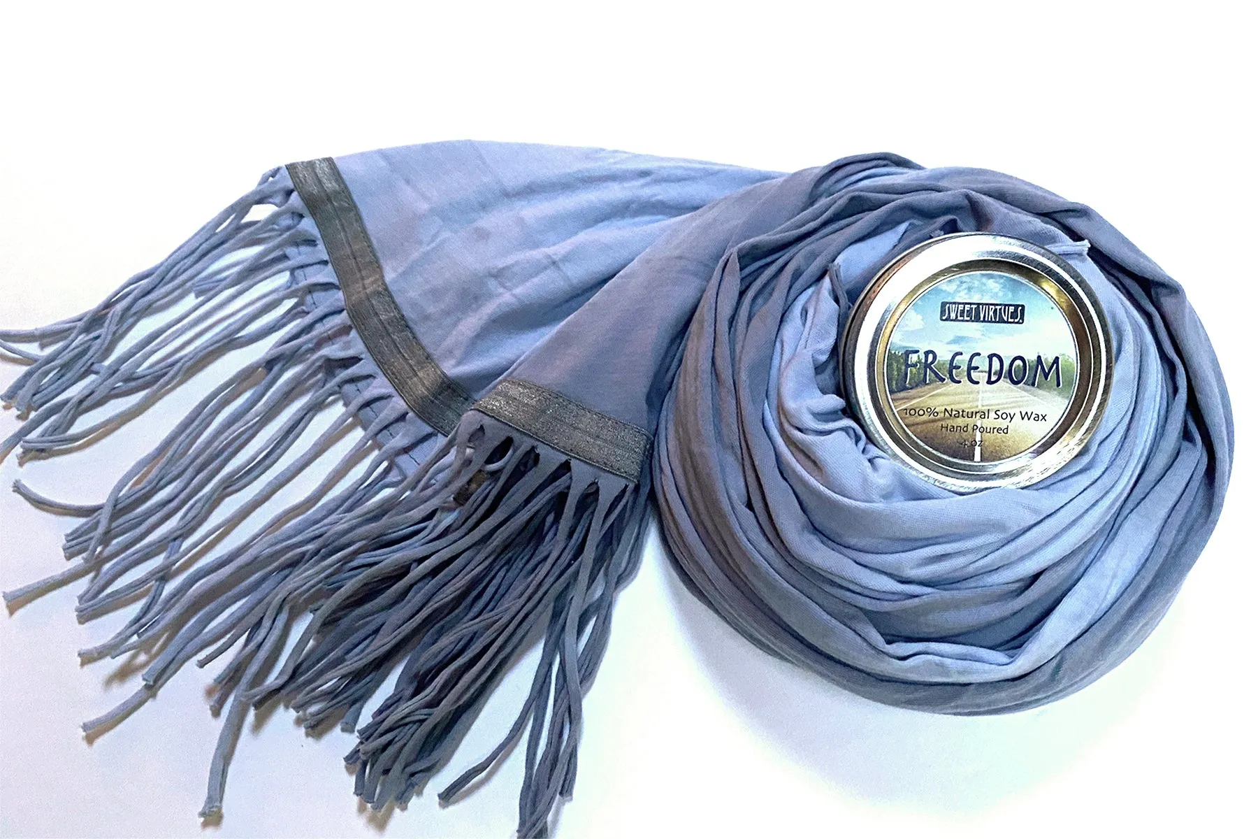 DISCREET WRAP SCARF / SOY CANDLE COMBO