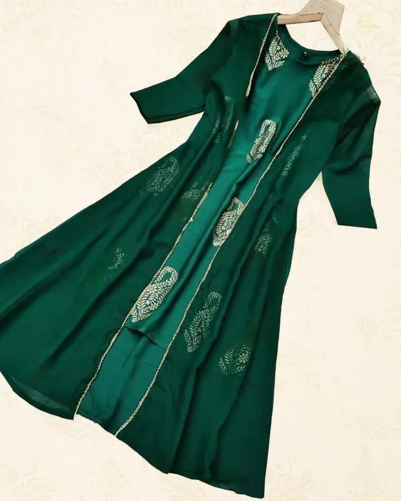 Elegant Crepe Silk Kurti with Foil Print – Perfect for Casual Wear