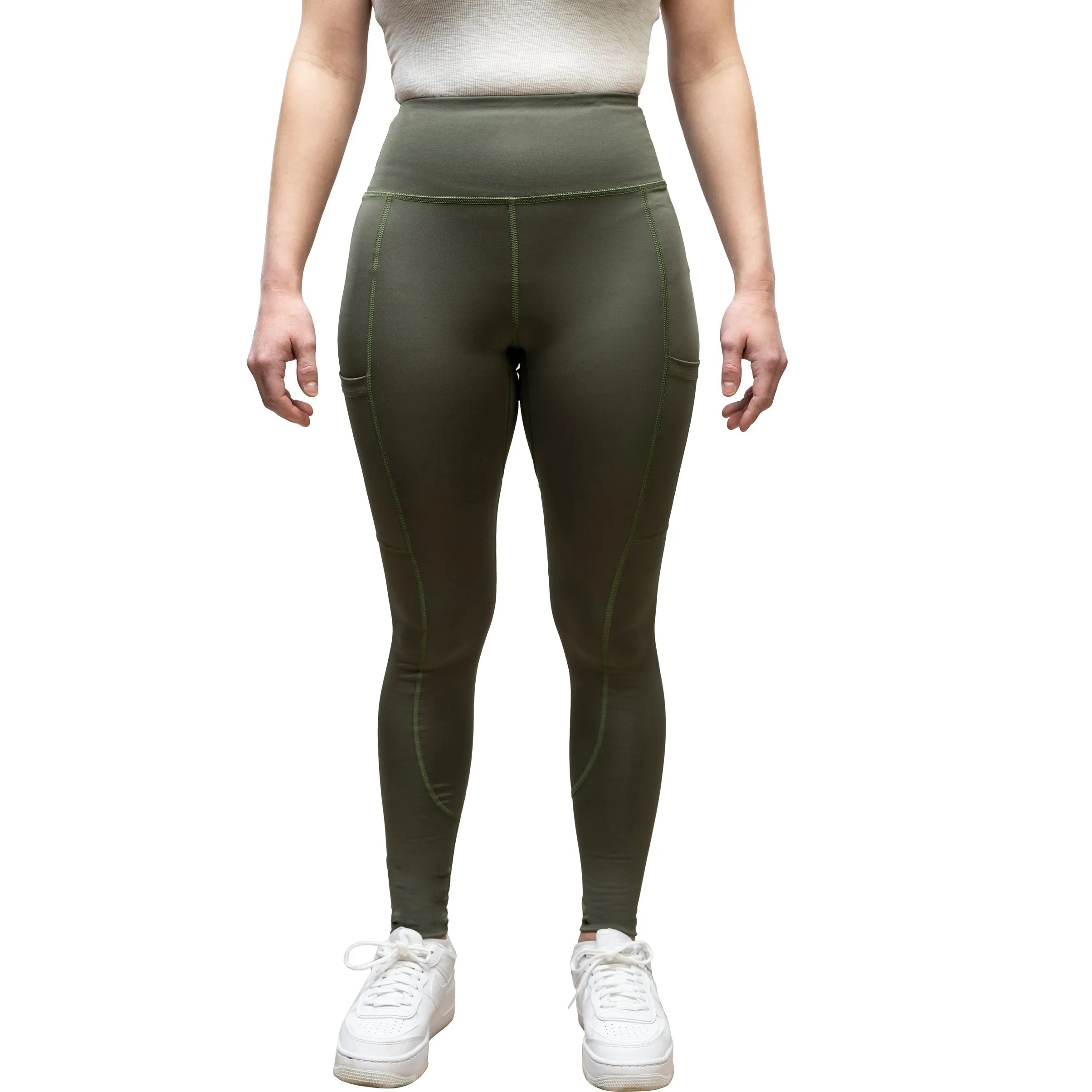 Hair-Resistant Army Green Leggings