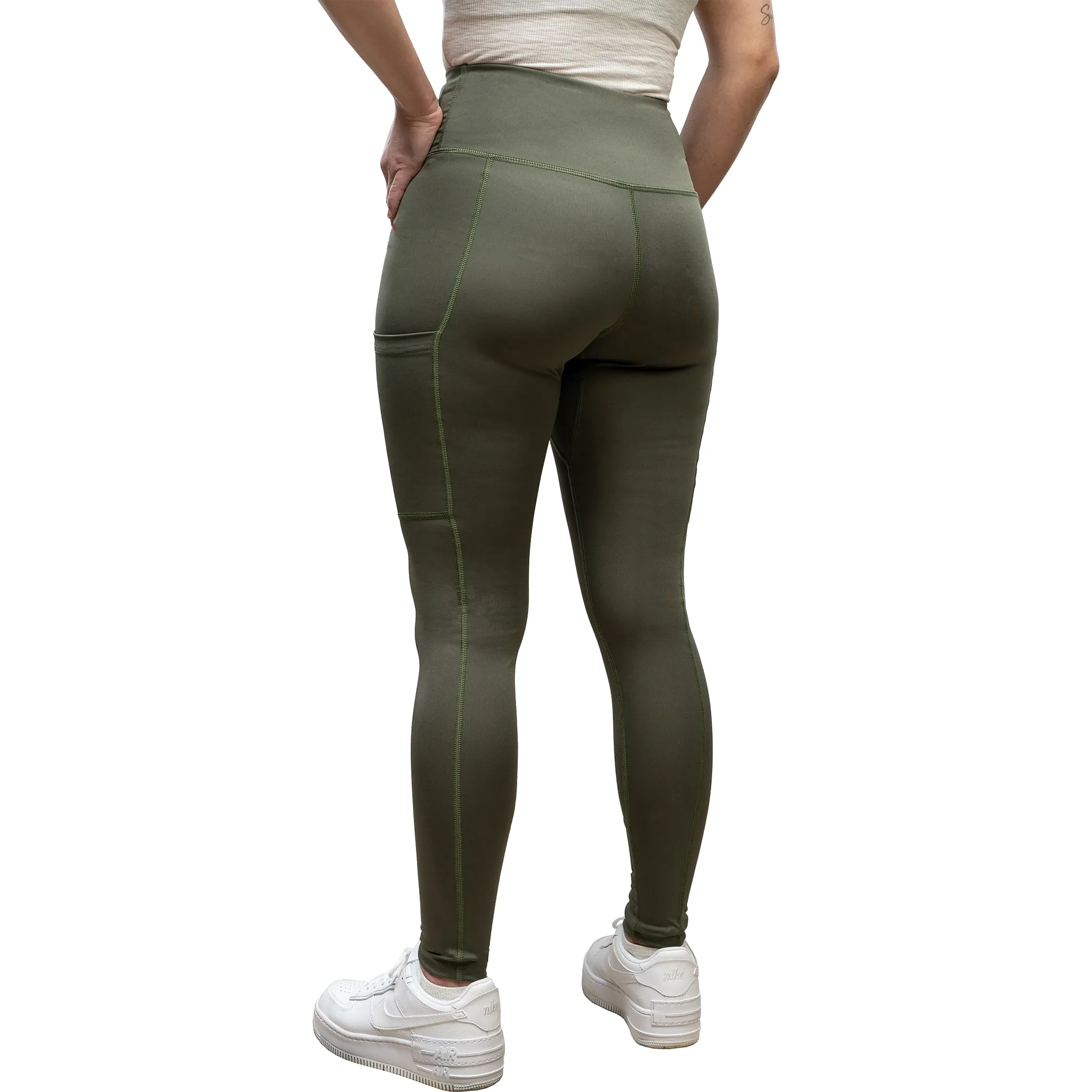 Hair-Resistant Army Green Leggings