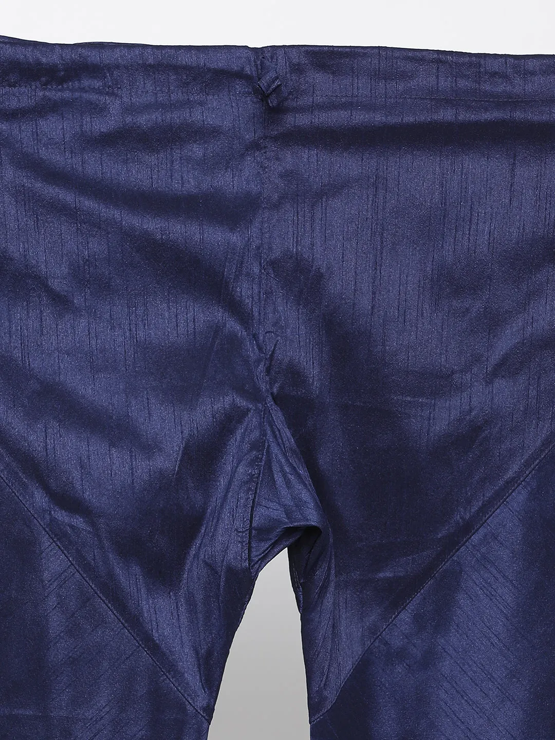 Jashvi Men's Dark Blue Cotton Silk Blend Kurta, Ethnic Jacket Style Pyjama Set