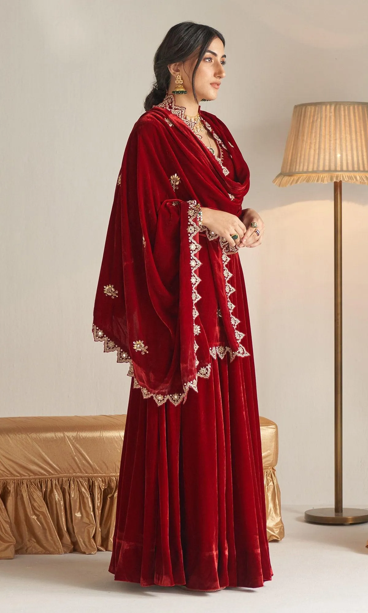 Khizaan Embroidered  Red  Only shawl