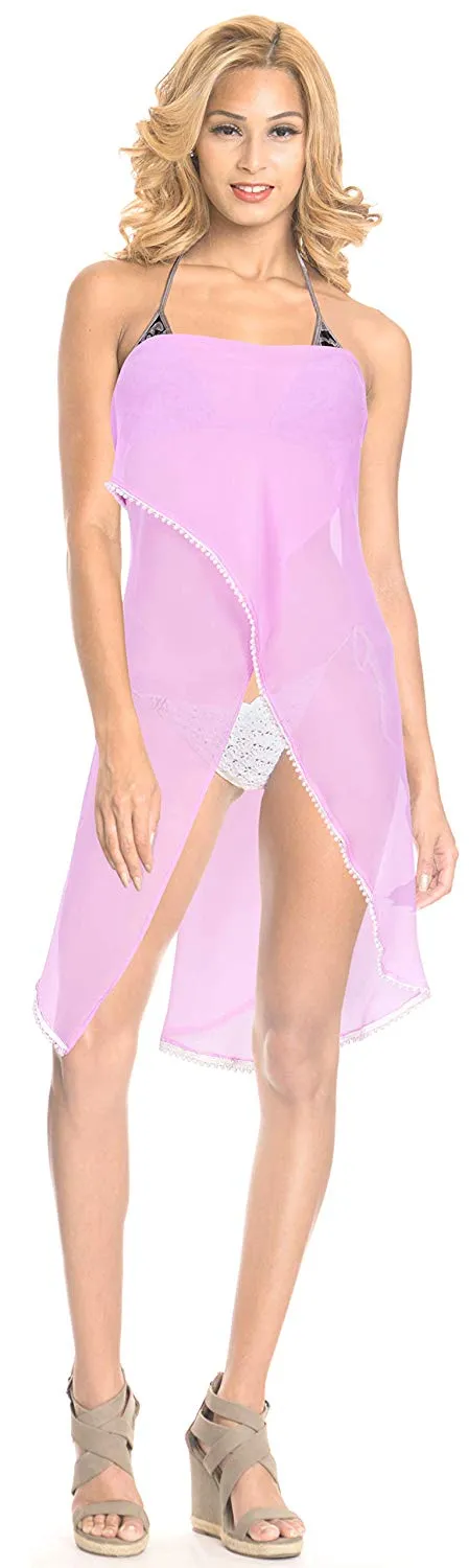 LA LEELA Beach Bikini Cover up Wrap Women Bathing Suit Mini Sarong Jacquard 1