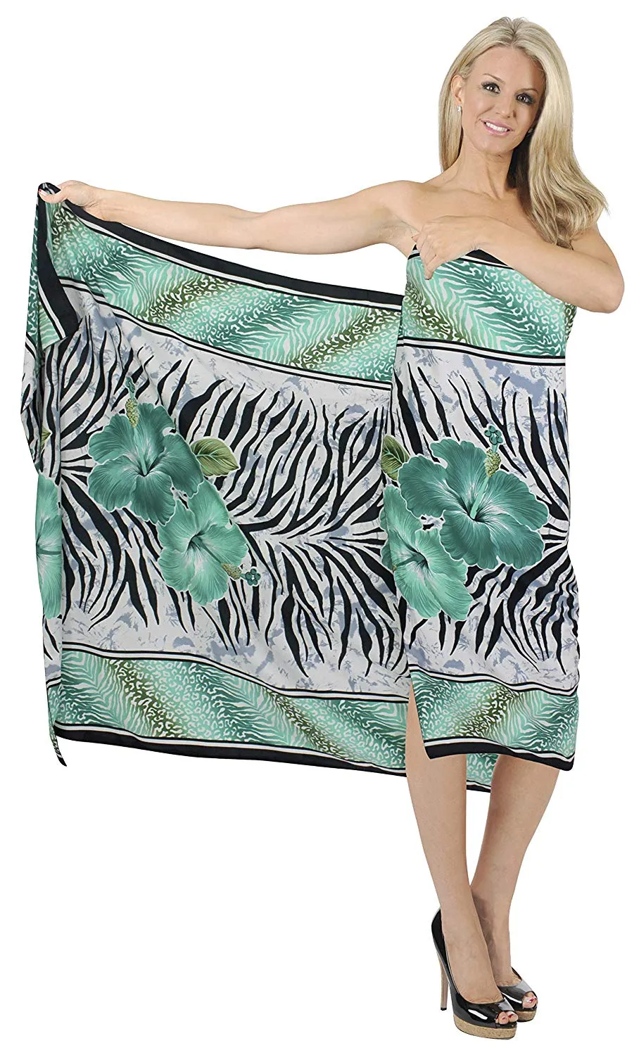 LA LEELA Women's Beach Bikini Cover up Wrap Bathing Suit Sarong 1 ONE Size