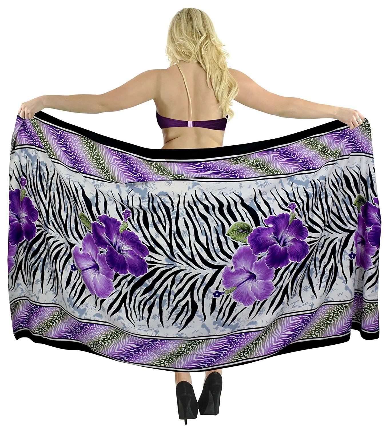 LA LEELA Women's Beach Bikini Cover up Wrap Bathing Suit Sarong 1 ONE Size