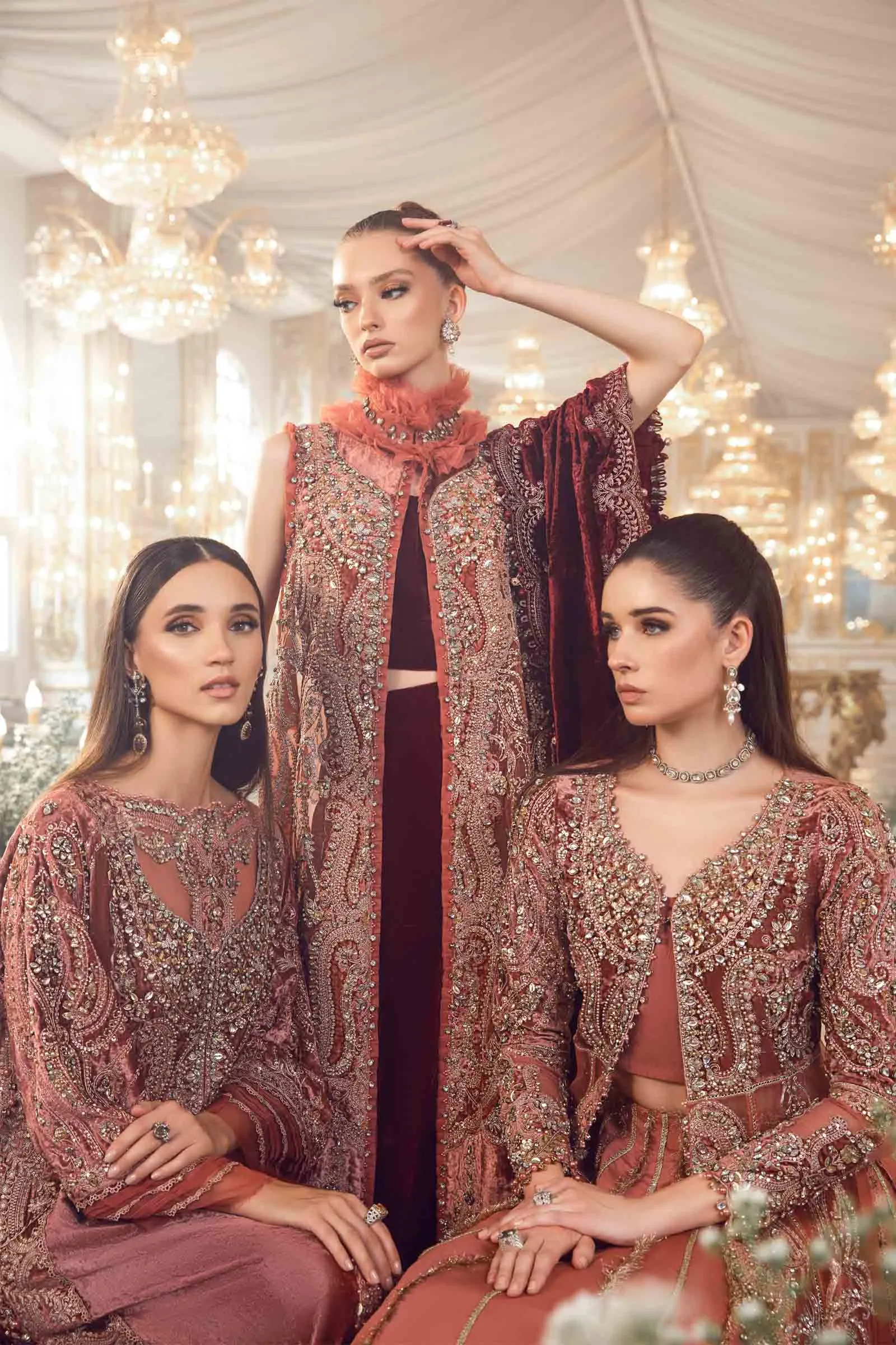 MARIA.B MBroidered Luxury Wedding Formals – Salmon Pink BD-2701
