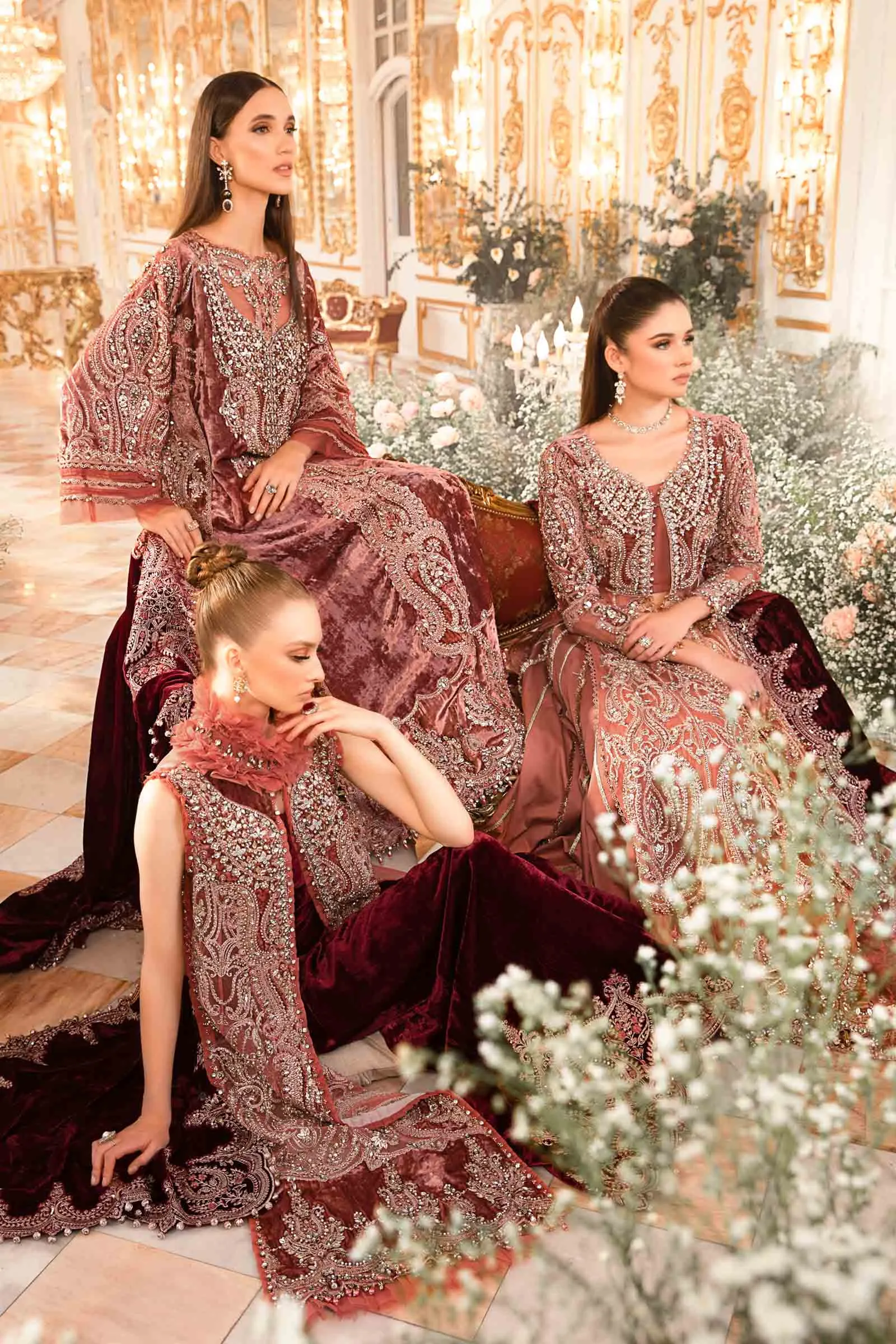 MARIA.B MBroidered Luxury Wedding Formals – Salmon Pink BD-2701