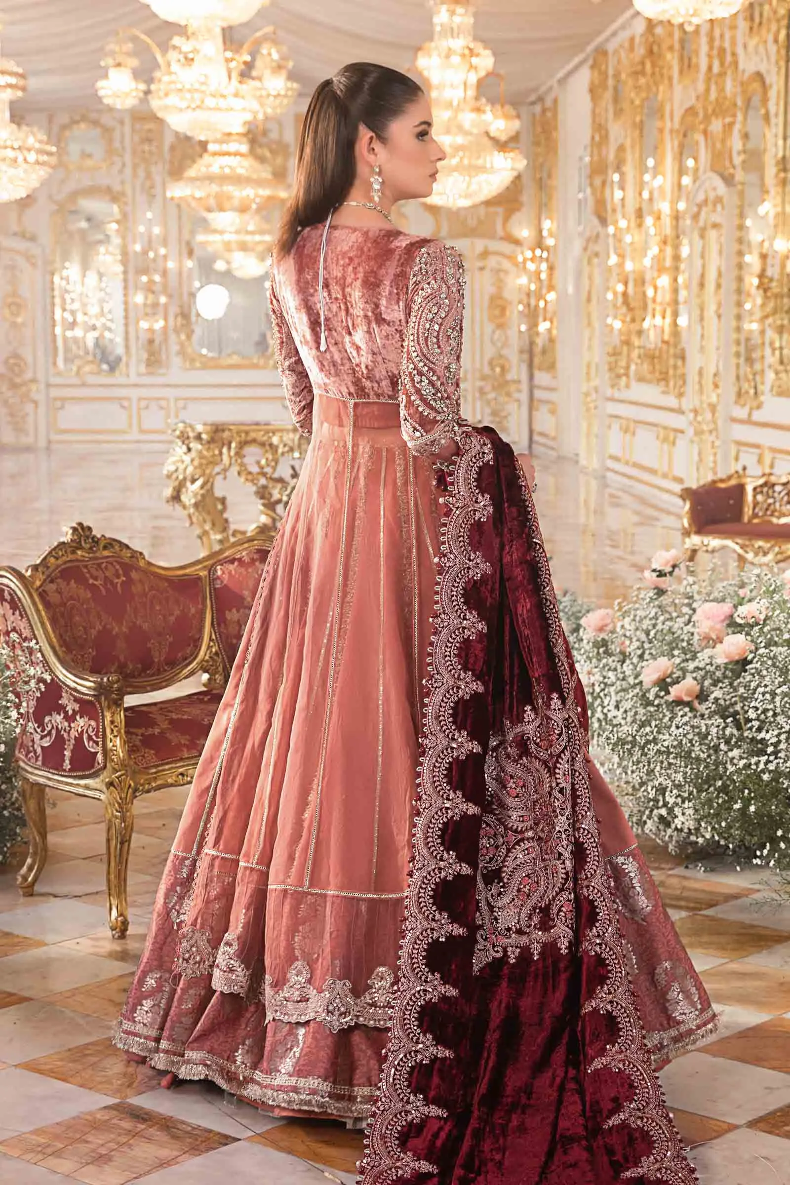MARIA.B MBroidered Luxury Wedding Formals – Salmon Pink BD-2701
