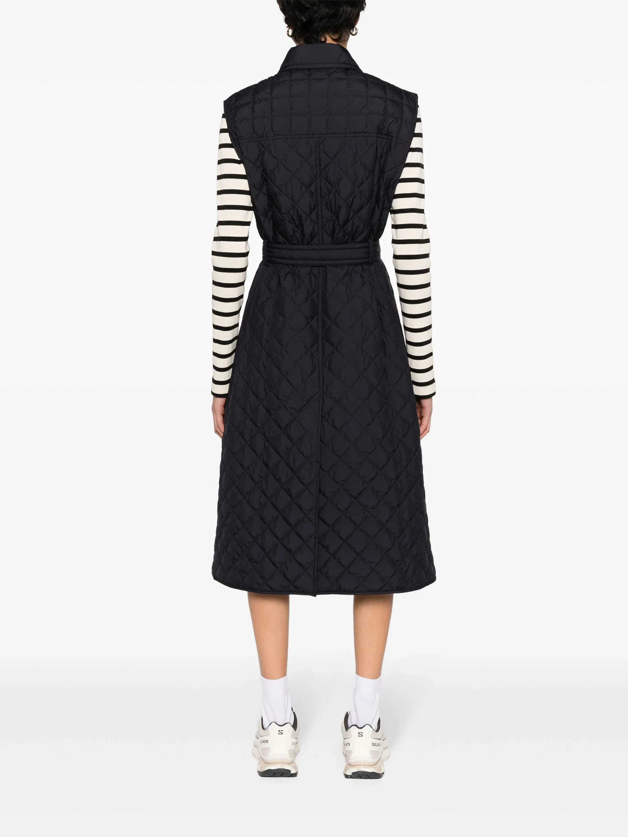 MONCLER WOMEN Alcione Logo Patch Down Vest Navy