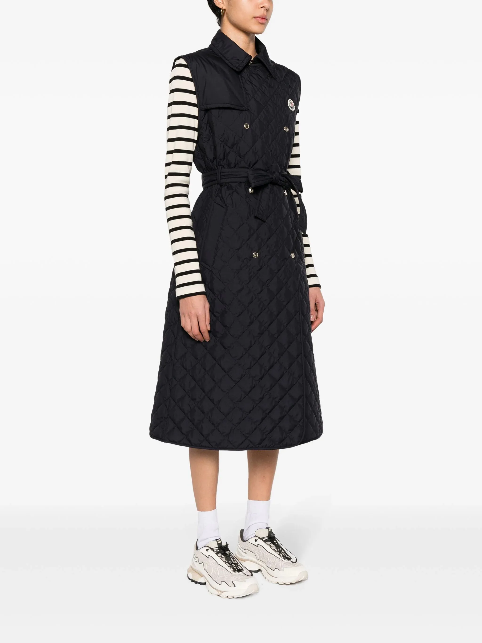 MONCLER WOMEN Alcione Logo Patch Down Vest Navy