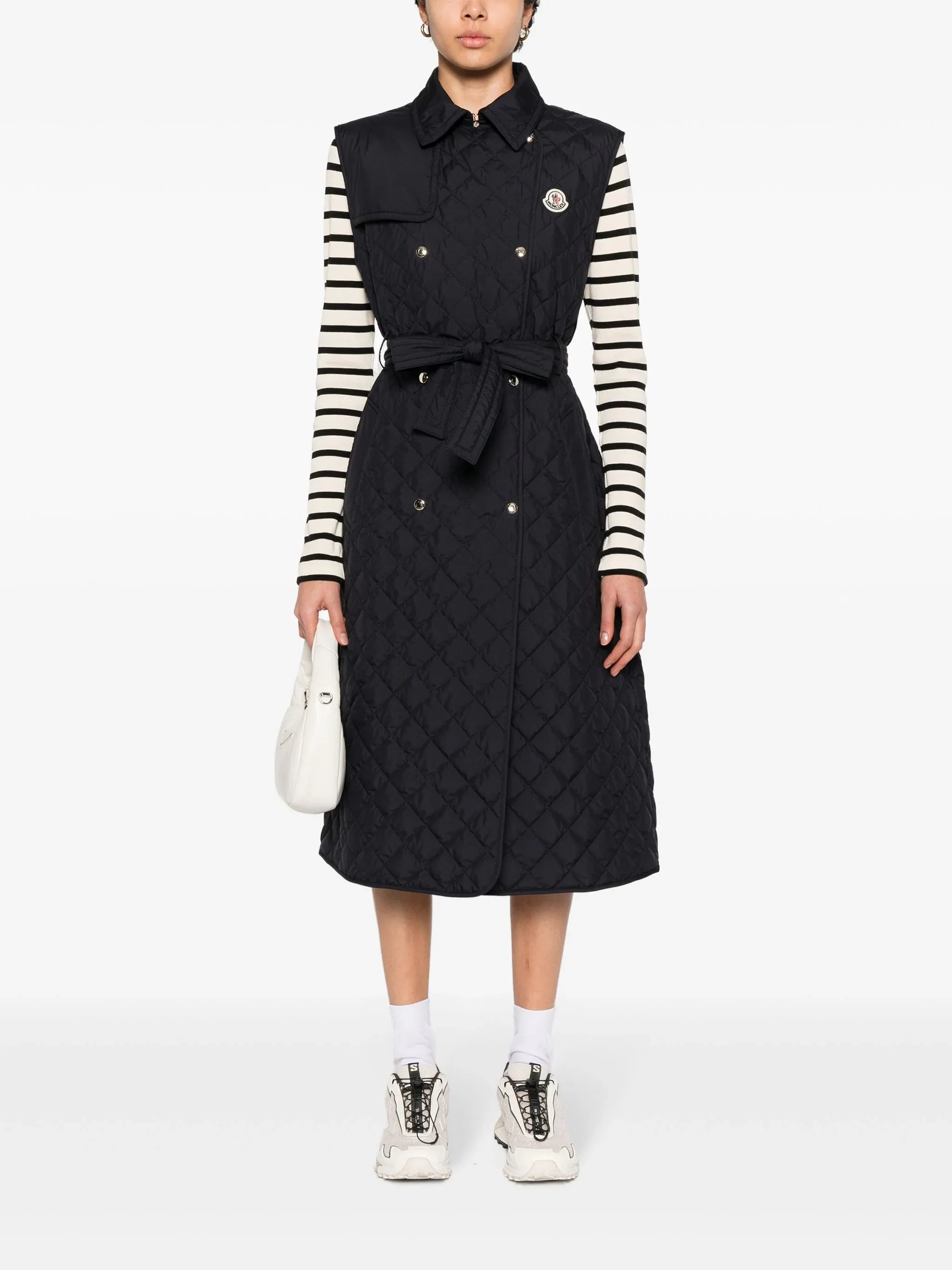 MONCLER WOMEN Alcione Logo Patch Down Vest Navy