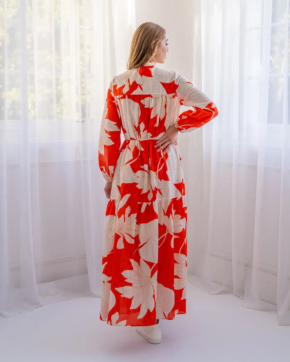 Natalia Maxi Dress - Tangerine Fern