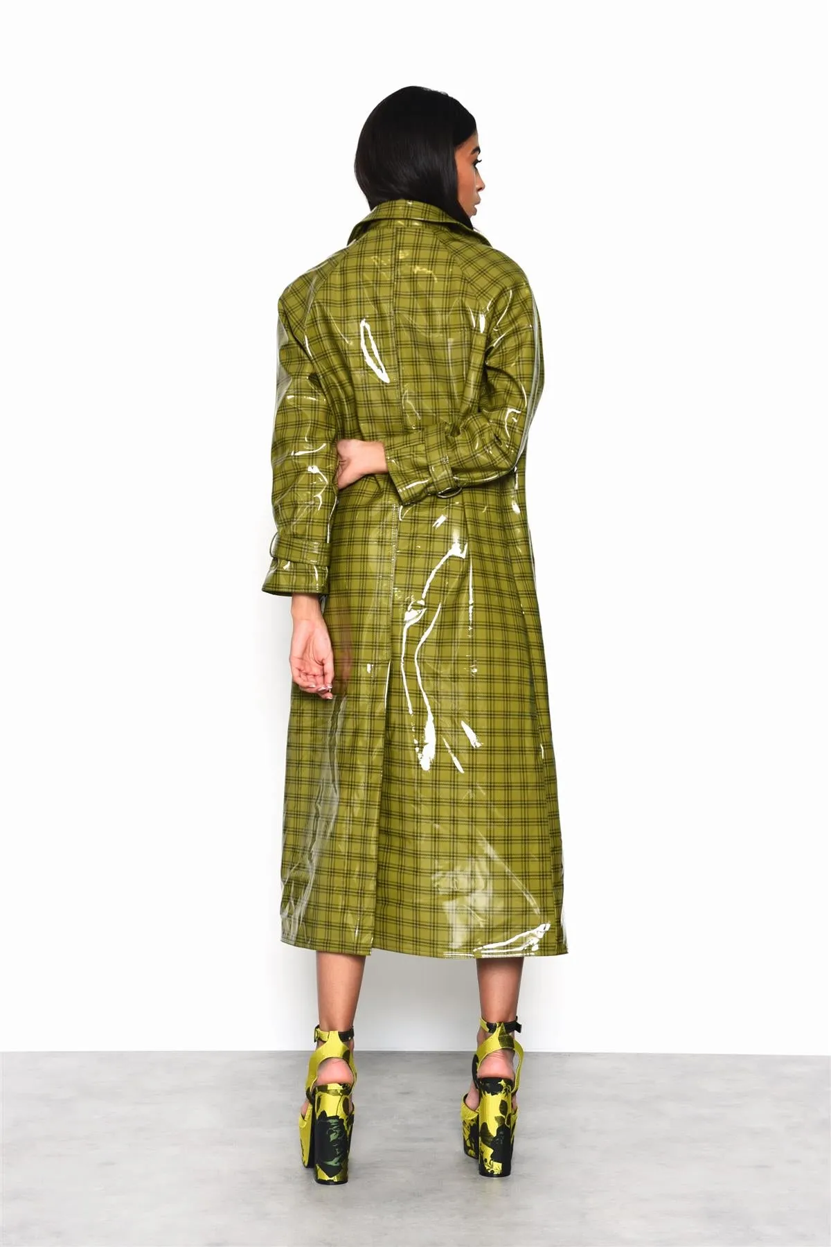 Olive-Check Trench-Coat