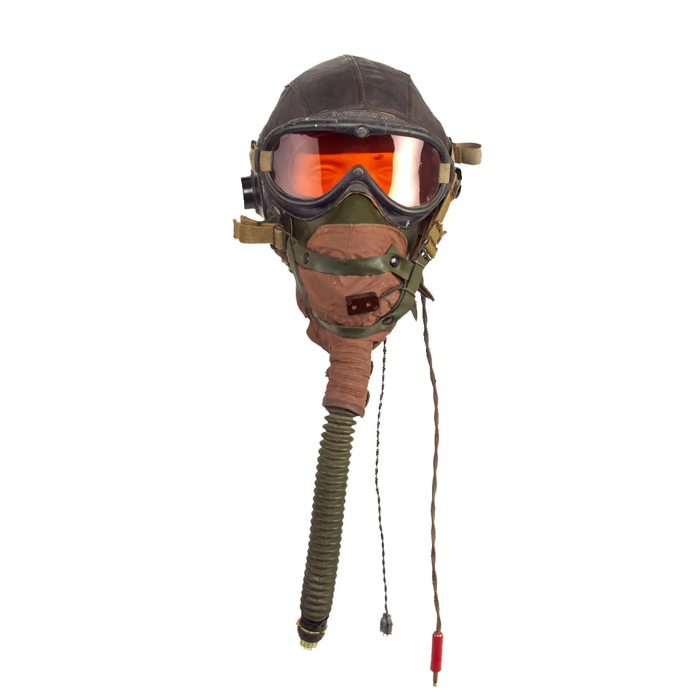Original U.S. WWII Army Air Force Aviator Flight Helmet Set - Polaroid B-8 Goggles, A-14 Mask, E-1 Heater and A-11 Helmet