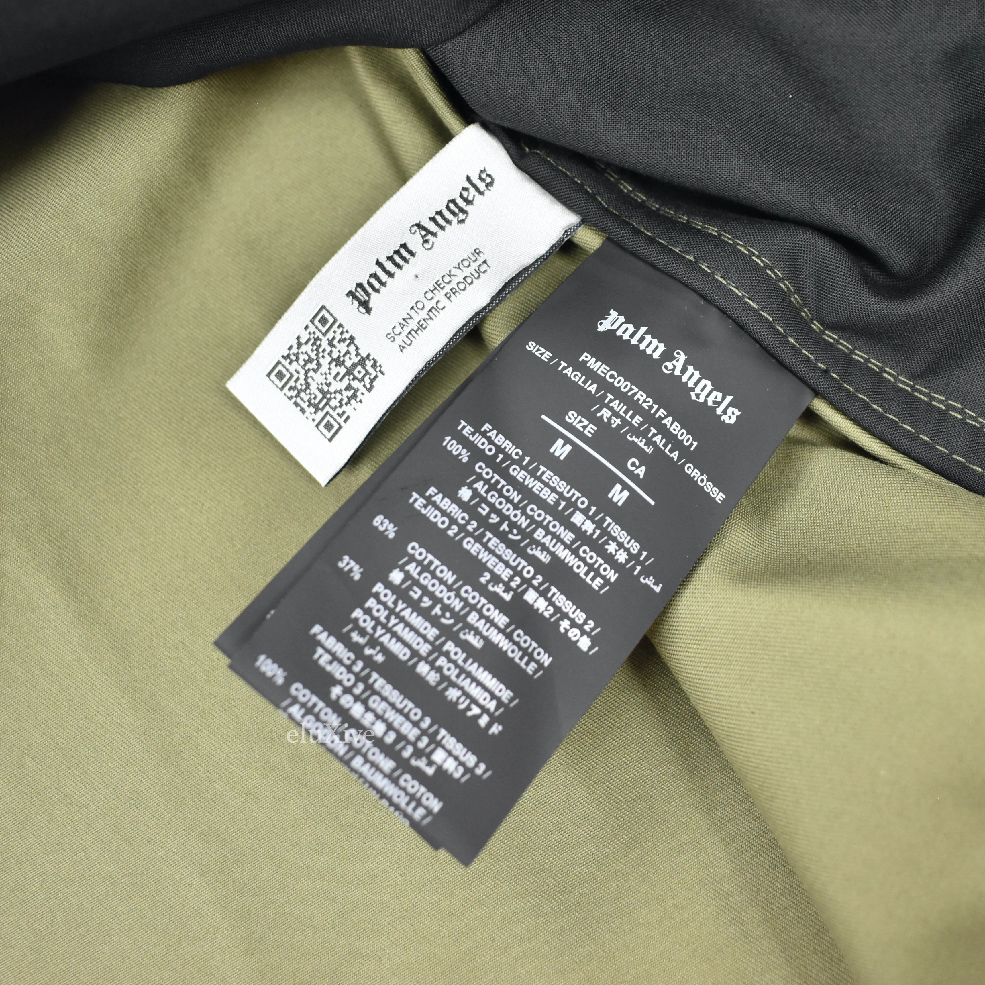 Palm Angels - Olive Twill Patch Pocket Iridescent Logo Trench Coat