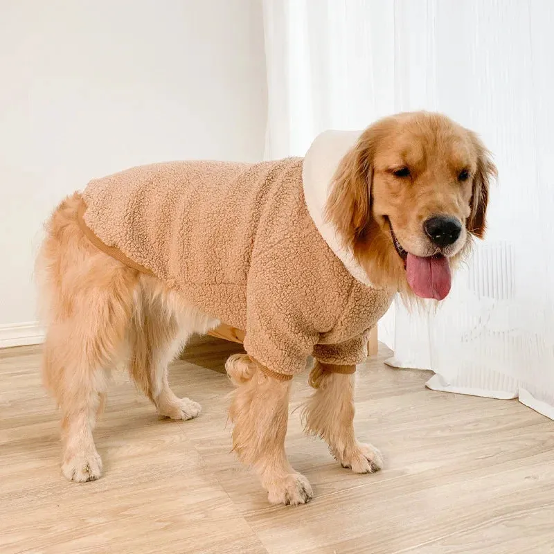 Polar Comfort: Winter Dog Hoodie for Medium and Large Dogs - Cozy Polar Fleece Jacket for Stylish Warmth
