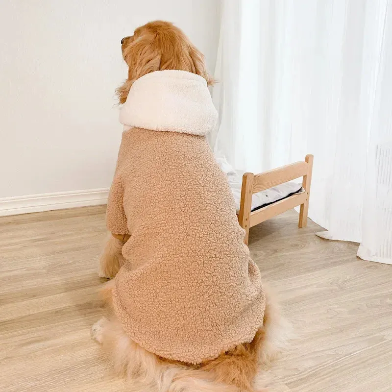 Polar Comfort: Winter Dog Hoodie for Medium and Large Dogs - Cozy Polar Fleece Jacket for Stylish Warmth