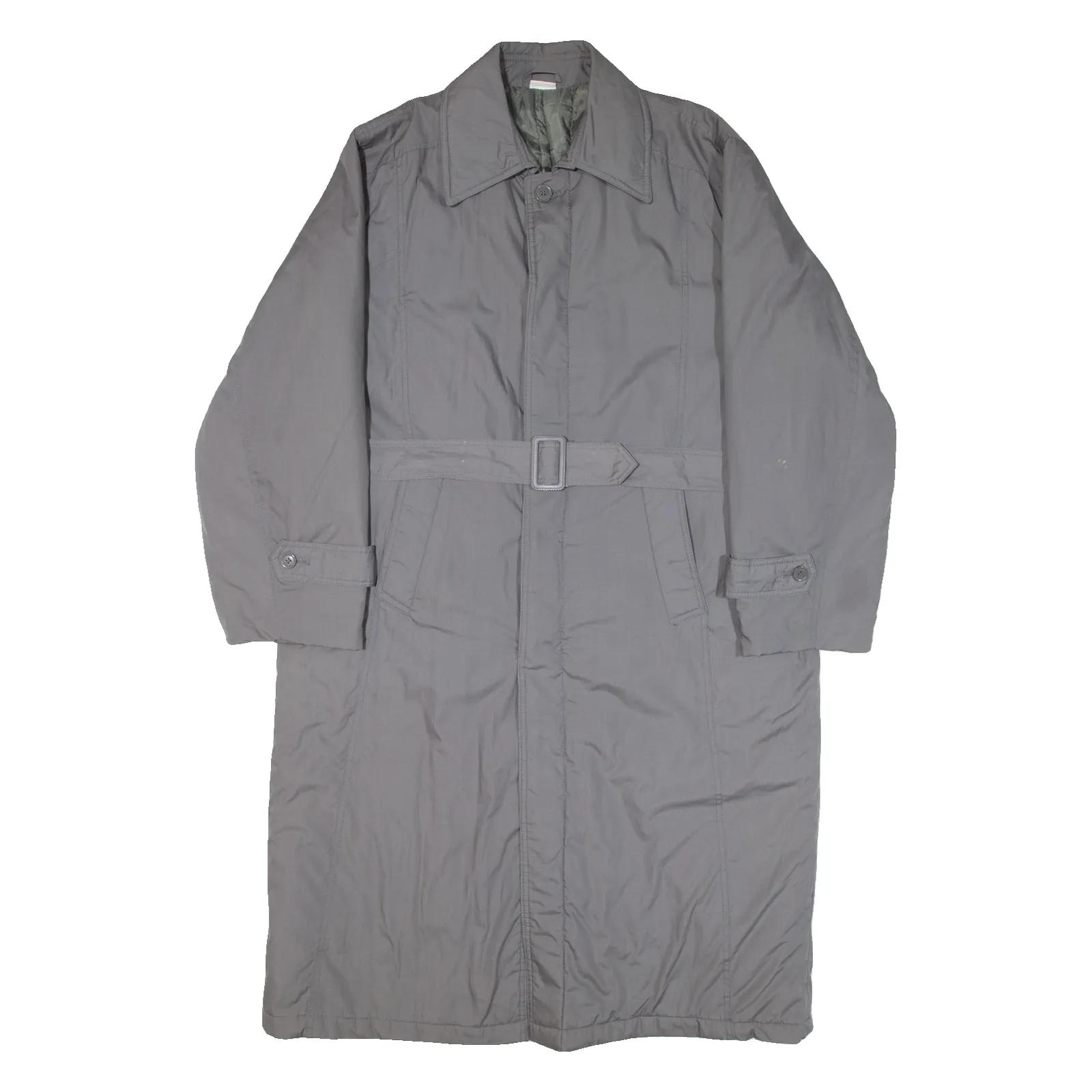 Quilted Lined Mens Trench Coat Grey M
