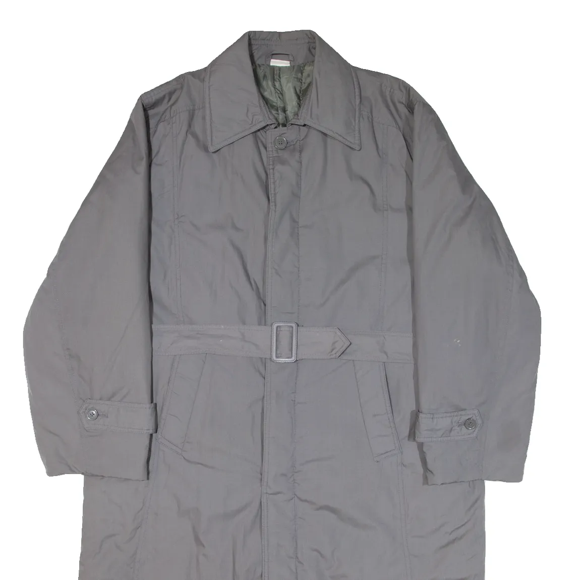 Quilted Lined Mens Trench Coat Grey M
