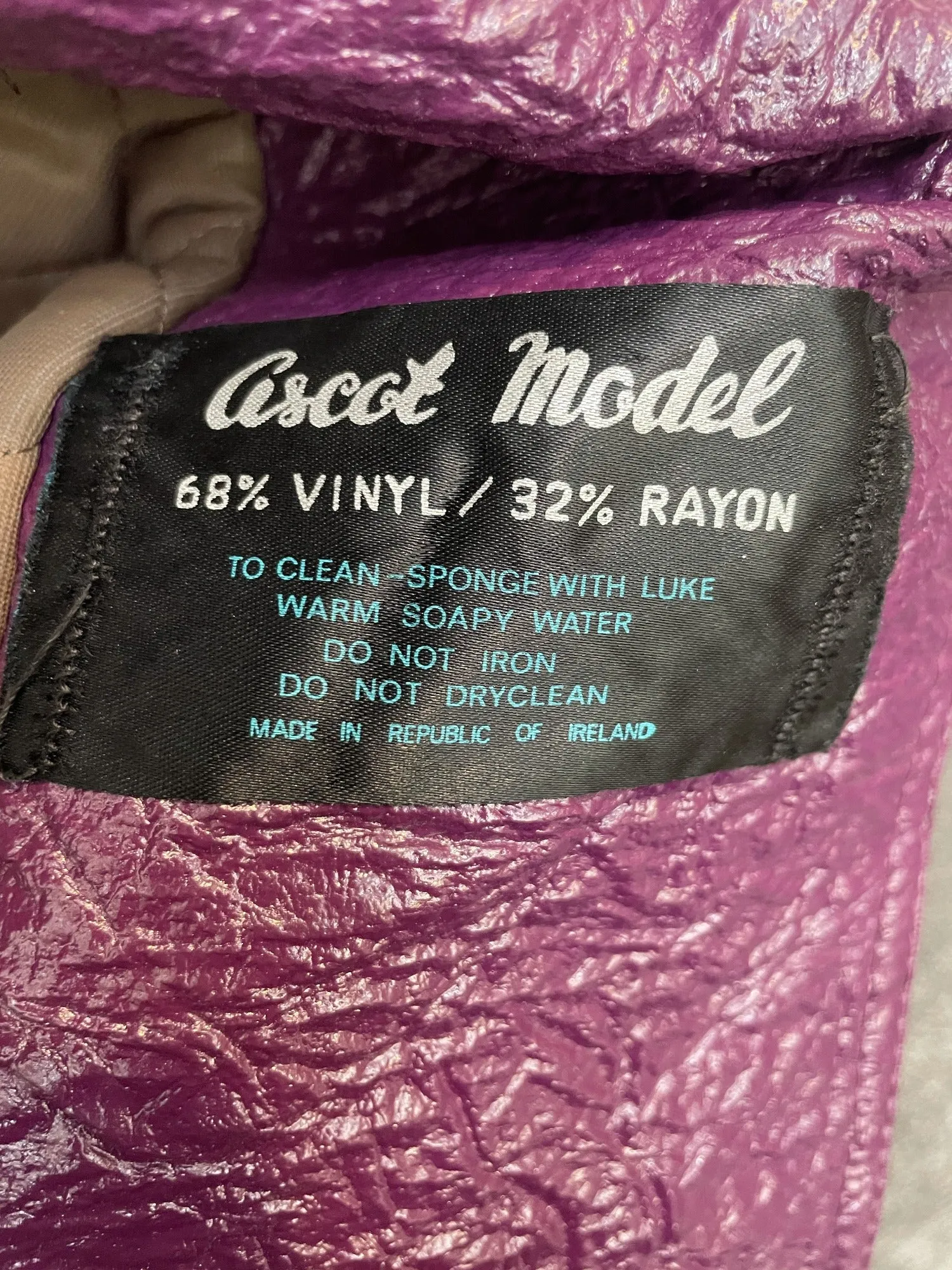 Rare 60s 70s Vinyl Double Breasted Trench Coat - Size 12