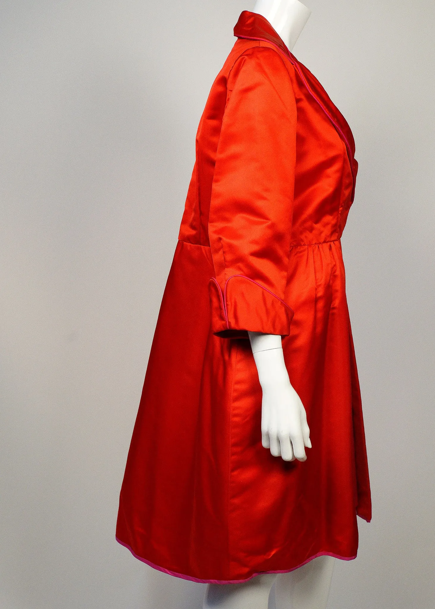 Red Satin Custom 1960's Coat Dress