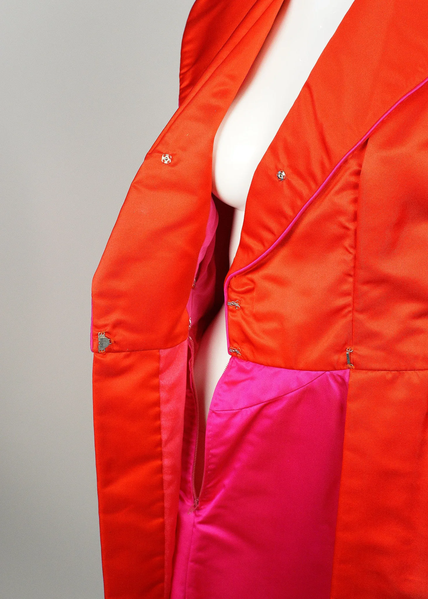 Red Satin Custom 1960's Coat Dress