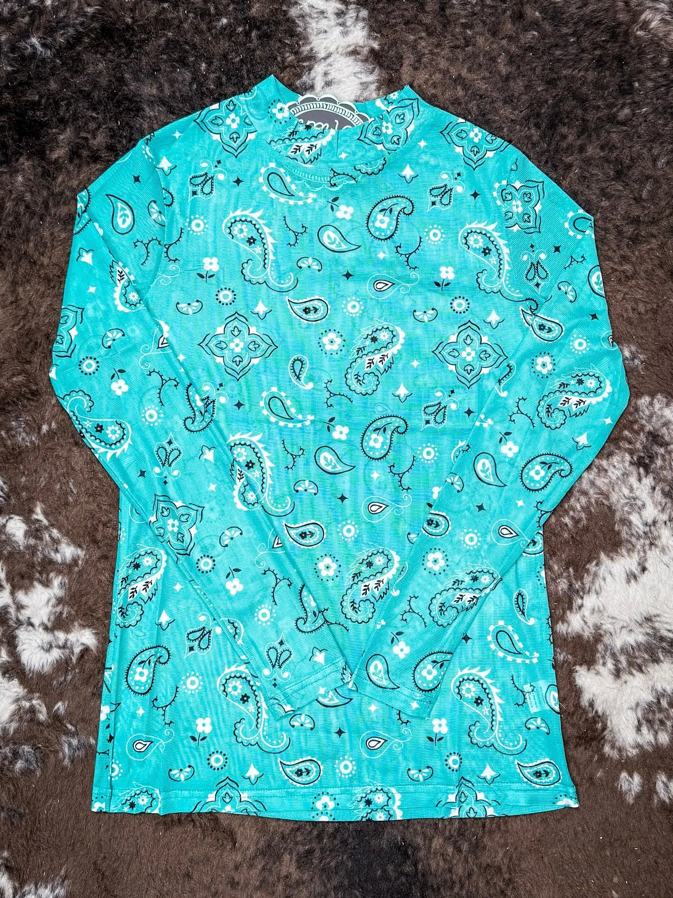 The Bandana Babe Mesh Top – Turquoise Long Sleeve