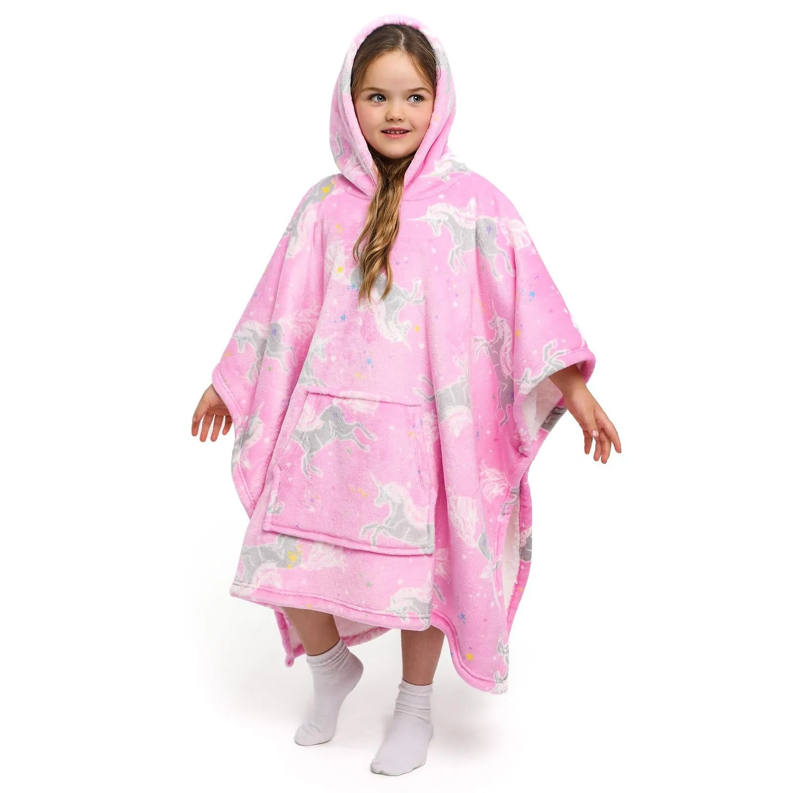 Unicorn Sherpa Fleece Poncho