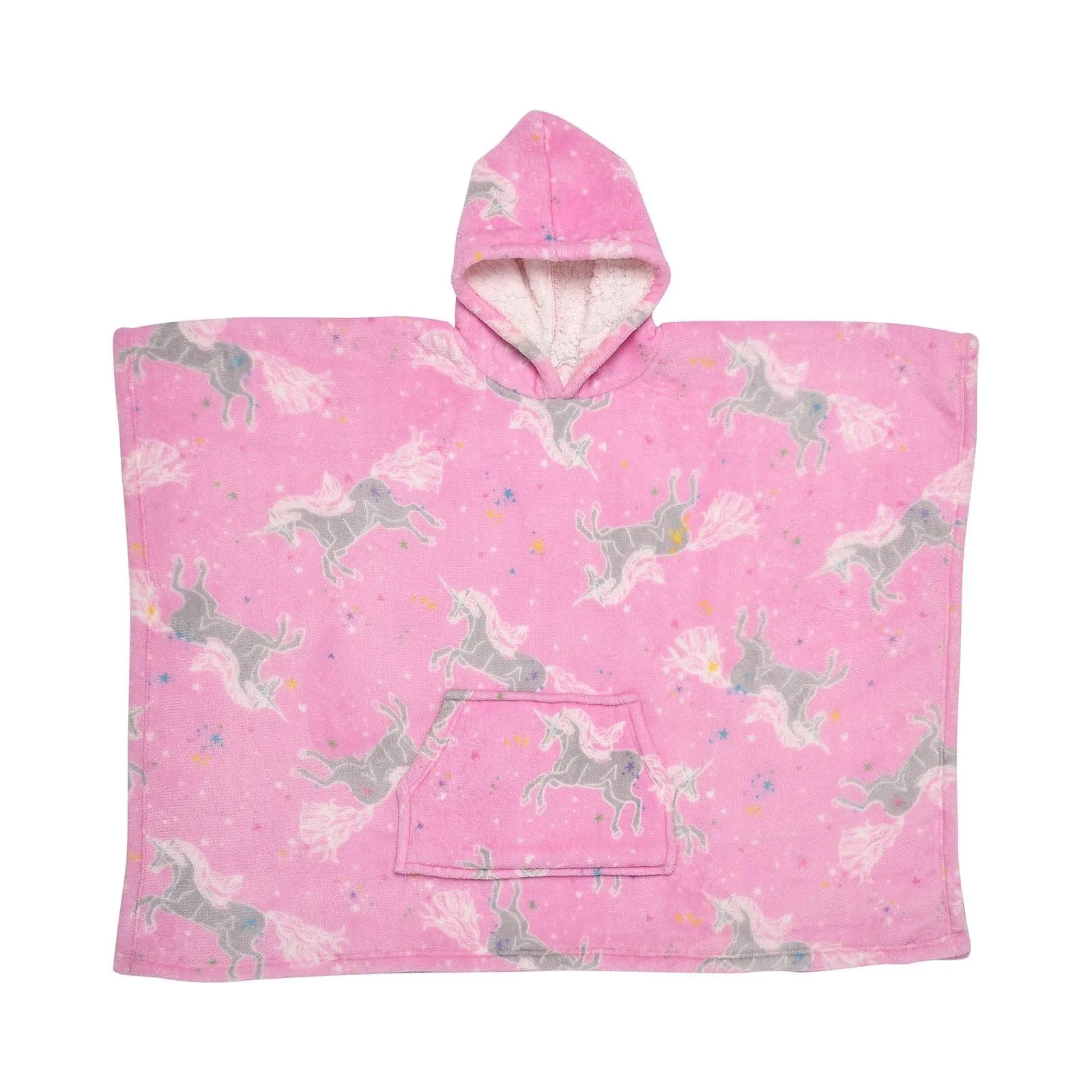 Unicorn Sherpa Fleece Poncho