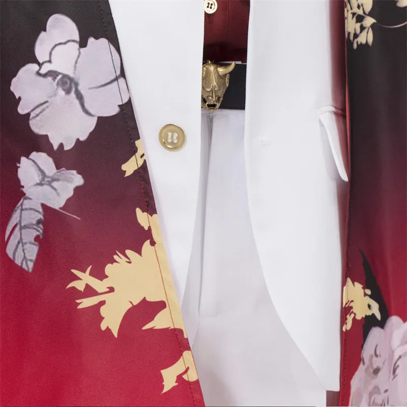 Virtual Youtuber Nijisanji Vox Akuma Cosplay Costume Vtuber Outfit Japanese Style Gallery Kimono White Suit