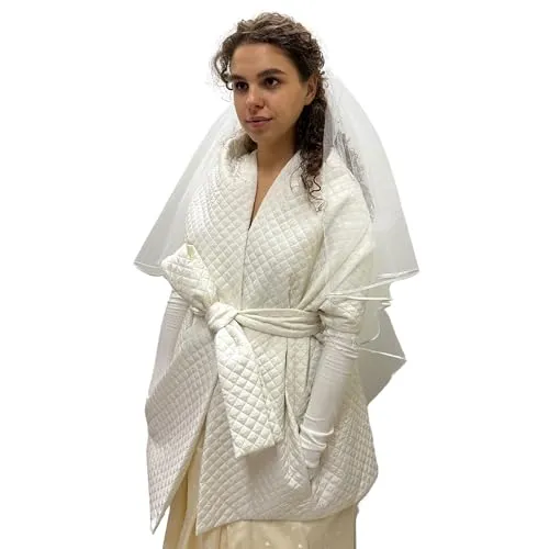 Wedding Winter Cape for Bride Scarf With Pockets for Women Long Lagre Wide Cape Puffer 20x80 inch with 2 pocket and Belt Around shoulders wrap Winter Quilted Shawl Warm Padded Down Puffy Scarves  Handmade Products