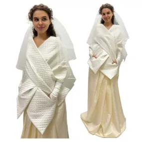 Wedding Winter Cape for Bride Scarf With Pockets for Women Long Lagre Wide Cape Puffer 20x80 inch with 2 pocket and Belt Around shoulders wrap Winter Quilted Shawl Warm Padded Down Puffy Scarves  Handmade Products
