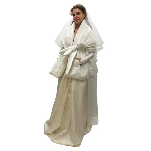 Wedding Winter Cape for Bride Scarf With Pockets for Women Long Lagre Wide Cape Puffer 20x80 inch with 2 pocket and Belt Around shoulders wrap Winter Quilted Shawl Warm Padded Down Puffy Scarves  Handmade Products