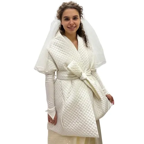 Wedding Winter Cape for Bride Scarf With Pockets for Women Long Lagre Wide Cape Puffer 20x80 inch with 2 pocket and Belt Around shoulders wrap Winter Quilted Shawl Warm Padded Down Puffy Scarves  Handmade Products