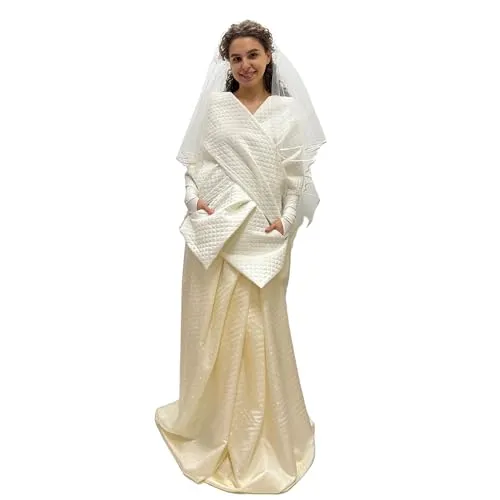 Wedding Winter Cape for Bride Scarf With Pockets for Women Long Lagre Wide Cape Puffer 20x80 inch with 2 pocket and Belt Around shoulders wrap Winter Quilted Shawl Warm Padded Down Puffy Scarves  Handmade Products