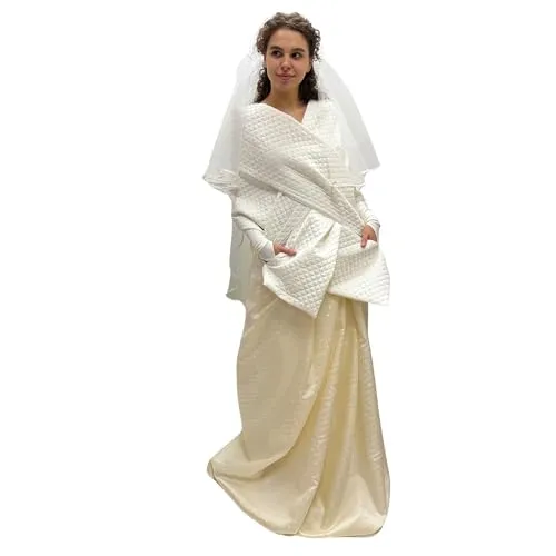 Wedding Winter Cape for Bride Scarf With Pockets for Women Long Lagre Wide Cape Puffer 20x80 inch with 2 pocket and Belt Around shoulders wrap Winter Quilted Shawl Warm Padded Down Puffy Scarves  Handmade Products