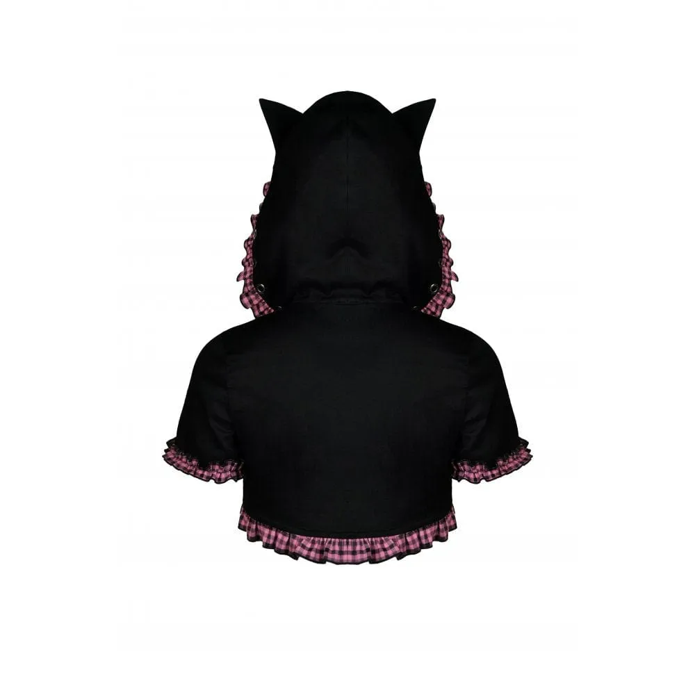 Women's Gothic Lolita Pink Plaid Cape with Cat Ear Hood