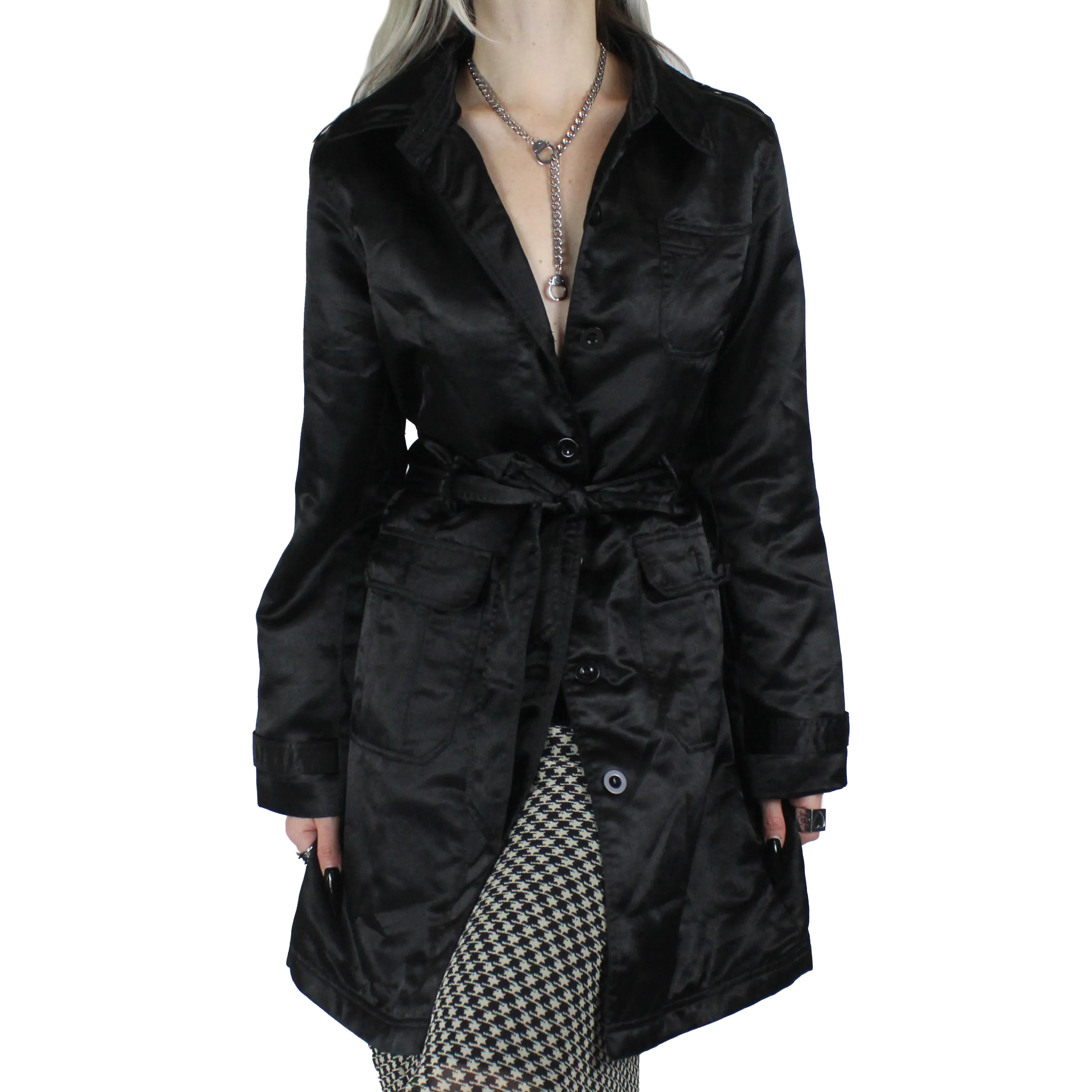 Y2K Satin Trench (S/M)